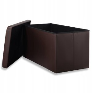 Pufa składana XXL z guzikami - 80x40x40cm ekoskóra brąz 2