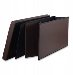 Pufa składana XXL z guzikami - 80x40x40cm ekoskóra brąz 4