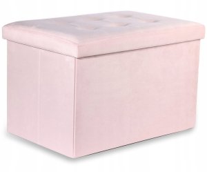 Pufa składana XL z guzikami - 60x38x38cm aksamit róż 1