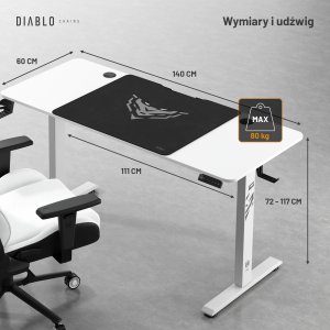 Biurko Diablo Chairs X-Tensio 1400 Białe 140 cmx60 cm 22