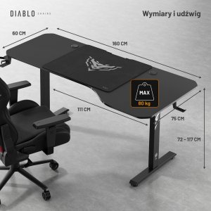 Biurko Diablo Chairs X-Tensio 1600 Czarne 160 cmx75 cm 20