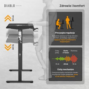 Biurko Diablo Chairs X-Tensio 1400 Czarne 140 cmx60 cm 13