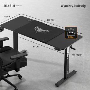 Biurko Diablo Chairs X-Tensio 1400 Czarne 140 cmx60 cm 19