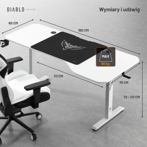 Biurko Diablo Chairs X-Tensio 1600 Białe 160 cmx75 cm 20