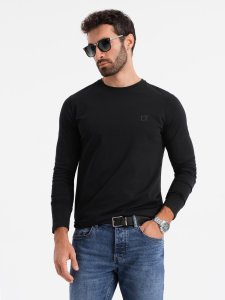 Longsleeve męski SLIM FIT z elastanem i printem  czarny V1 OM-LSBC-0124 S 1