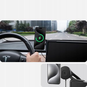 Spigen Tesla TapLock MagSafe Car Mount Charger, black - Wireless / Screen 7