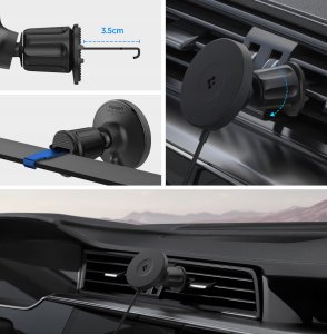 Spigen OneTap Pro 4 MagSafe Car Mount Charger, black - Wireless / AirVent Hook 4