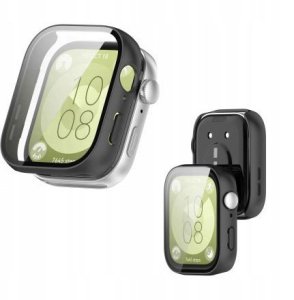 Czarne Etui 360 + Szkło Ochronne do Huawei Watch Fit 3 | 2w1 Pełna Ochrona 1