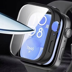 Alogy Czarne Etui 360 + Szkło Ochronne do Huawei Watch Fit 3 | 2w1 Pełna Ochrona 9