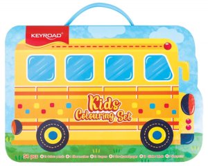 Zestaw artystyczny dla dzieci KEYROAD, 54 elementy, pudełko z rączką, autobus 3