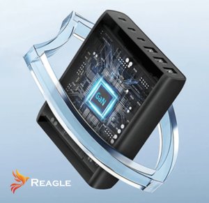Ładowarka Reagle SZYBKA ŁADOWARKA GaN 200W PD 3x USB C 3x QC 3.0 DO LAPTOPA IPHONE 100W MAC 6
