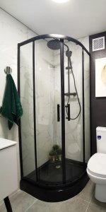 Kabina prysznicowa BLACK LOFT industrial czarna 80 półokrągła 2