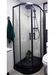 Kabina prysznicowa BLACK LOFT industrial czarna 80 półokrągła 4