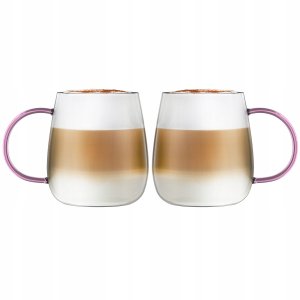 Vialli Design - Bolla zestaw dwóch szklanek z różowym uchem 400ml 1