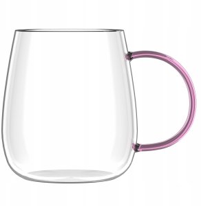 Vialli Design - Bolla zestaw dwóch szklanek z różowym uchem 400ml 2