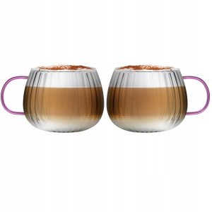 Vialli Design - Tulip zestaw dwóch szklanek z różowym uchem 350ml 1