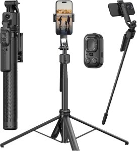 Kijek Selfie Stick Quadrapod Alogy TrackPod 2w1 z uchwytem na telefon i mocowaniem 1/4 Funkcja śledzenia twarzy  kompatybilny z iPhone Android 11