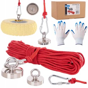 Magnes neodymowy 170kg – zestaw z liną 20m i rękawicami (12) 1