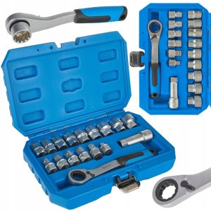 Zestaw nasadek przelotowych spline z grzechotką 10-24mm 17el. CrV (10) 1