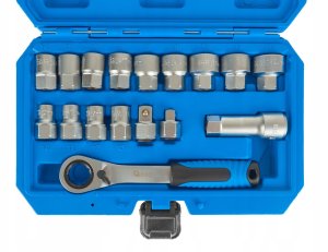 Zestaw nasadek przelotowych spline z grzechotką 10-24mm 17el. CrV (10) 5