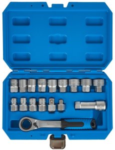 Zestaw nasadek przelotowych spline z grzechotką 10-24mm 17el. CrV (10) 7