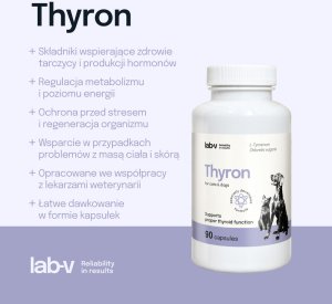 LAB V LAB-V Thyron Wsparcie prawidłowej pracy tarczycy dla psów i kotów 90 kapsułek 3