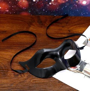 BQ85 Maska wenecka czarna przebranie 6