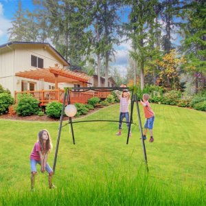 Plac zabaw do ogrodu Deluxe Multisport 5w1  huśtawka, bramka, siatkówka 3