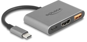 DELOCK USB Type-C Adapter zu HDMI 4K 30 Hz mit USB Typ-A und USB Type-C PD 2.0 90 W 1