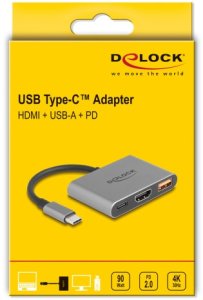 HUB USB Delock DELOCK USB Type-C Adapter zu HDMI 4K 30 Hz mit USB Typ-A und USB Type-C PD 2.0 90 W 3