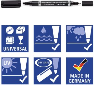 STAEDTLER Zweispitzmarker Lumocolor permanent BK retail 5