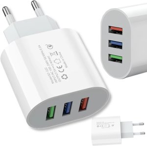 Ładowarka sieciowa 3 porty USB 3U 5V 2.4A kostka zasilająca sieciowa biała 1