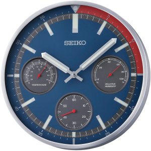 Zegar ścienny SEIKO QXA822S 33 cm cichy mechanizm termometr . 1
