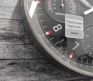 Zegar ścienny SEIKO QXA823K 33 cm cichy mechanizm termometr . 6