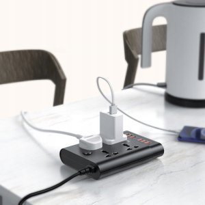 yesido MC08 Przedłużacz 10w1 (EU) 2650W 6xUSB-A, BLACK / CZARNY 3