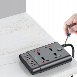 yesido MC08 Przedłużacz 10w1 (EU) 2650W 6xUSB-A, BLACK / CZARNY 4
