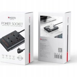 yesido MC08 Przedłużacz 10w1 (EU) 2650W 6xUSB-A, BLACK / CZARNY 6