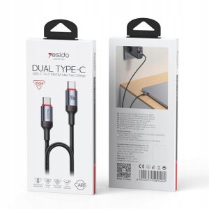 yesido Kabel CA185 240W Type-C/Type-C 1.2m 5A, BLACK / CZARNY 2