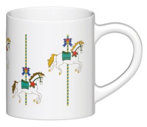 Ceramiczny kubek "Świąteczna Karuzela" ozdobiony uroczym, zimowym motywem. Prezent upominek na mikołaja święta gwiazdkę dla faceta taty mamy męża koleżanki przyjaciółki kobiety dziadka dziewczyny babc 1