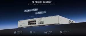 Ruijie Reyee RG-NBS3300-8MG2XS-P| Switch Zarządzalny, 10 portów, 8x2,5GE,8xPoE+, 240W, 2xSFP+, Rack, L2+, Cloud 2