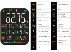 WAGA ŁAZIENKOWA BLUETOOTH ANALITYCZNA INTELIGENTNA Apple Health Google Fit 7