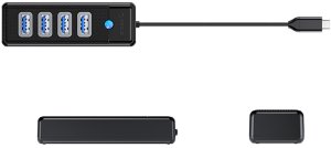 HUB USB Orico Hub rozdzielacz PW4U-C3 USB-C - 4x USB-A - czarny Hub rozdzielacz PW4U-C3 USB-C - 4x USB-A - czarny 3