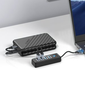 HUB USB Orico Hub rozdzielacz PW4U-C3 USB-C - 4x USB-A - czarny Hub rozdzielacz PW4U-C3 USB-C - 4x USB-A - czarny 4