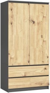 SZAFA S90 2D 2SZ CLP PK GRAFIT SZARY / DĄB ARTISAN 1