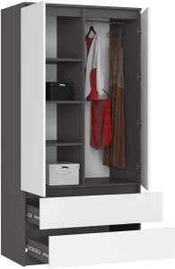 SZAFA S90 2D 2SZ CLP GRAFIT PK SZARY / BIAŁA 2