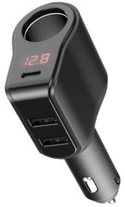 Ładowarka samochodowa 12/24V 45W USB Typ-C,  2x USB, gniazdo zapalniczki 1
