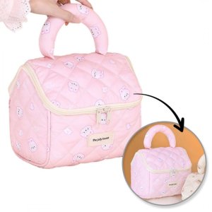 Kosmetyczka rozkładana elegancka kuferek pikowana BUNNY różowa KS131R 1