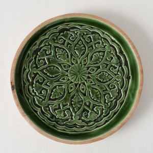 Drewniany talerz ze żłobionym wzorem GRELO, Ø 30 cm 3
