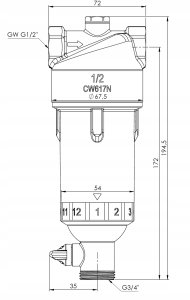 Afriso filtr do wody AWF 110, płukanie wsteczne, GW G1/2" 4211000 7