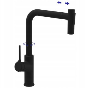 Invena bateria kuchenna z wyciąganą wylewką Farsala czarna BZ-40-L04-S 2